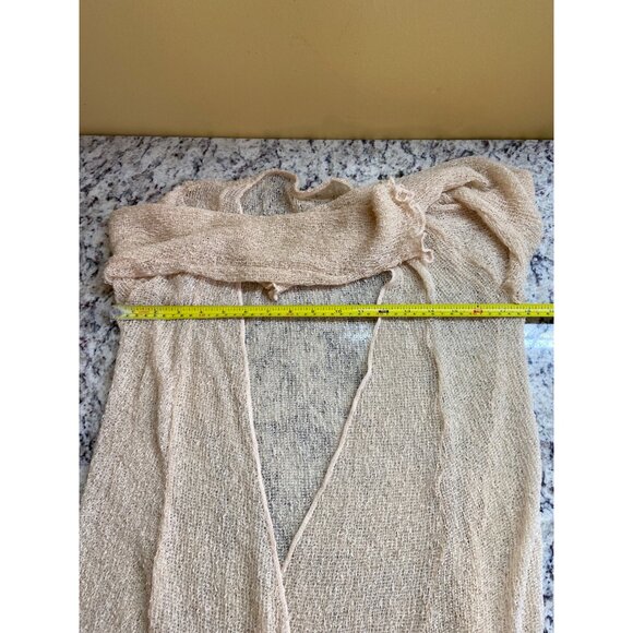 Lost River Wrap Cardigan Womens M Beige Open Front Long-Sleeve Sheer Mesh Boho - Picture 5 of 8